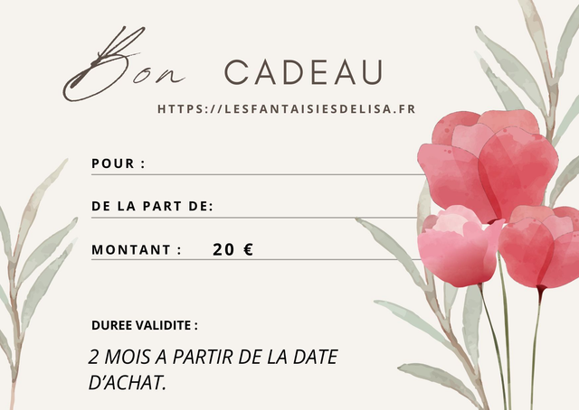 Bon cadeau de 20€ a 50€