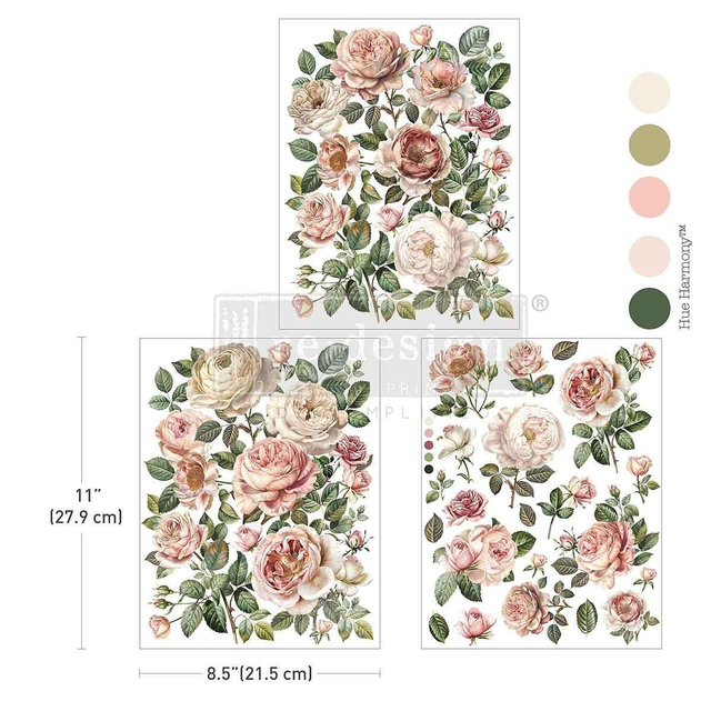 A4 Re-design Decor Transfer - Blush Blossoms