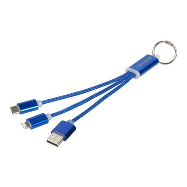 Metal 3-in-1 charging cable with keychain