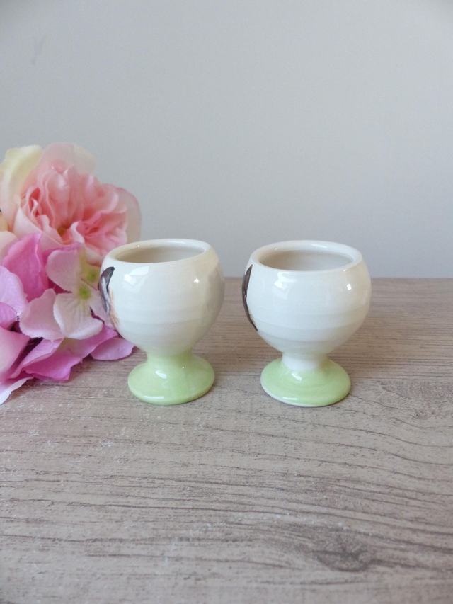 Duo de Coquetiers en Céramique – Motif Chats Siamois et Européen – Vintage Petit-Déjeuner Félin – Idée Cadeau pour Couple ou Amoureux Chats