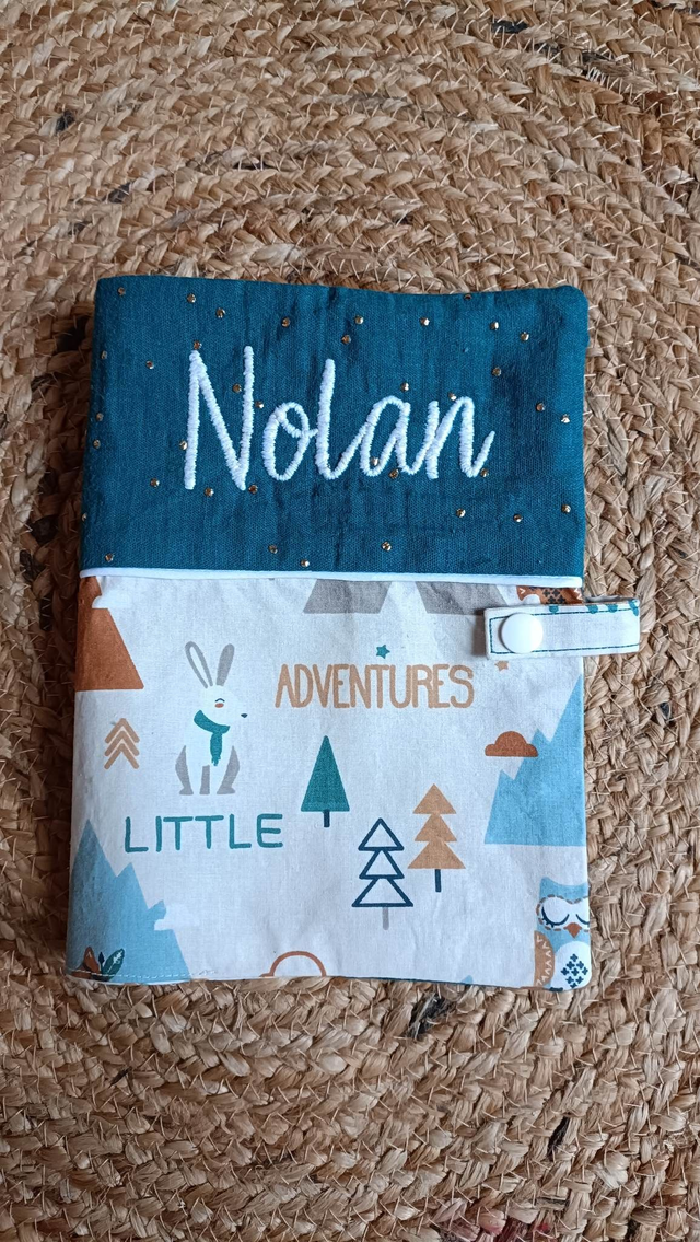Protège carnet de santé Little Adventure & bleu canard