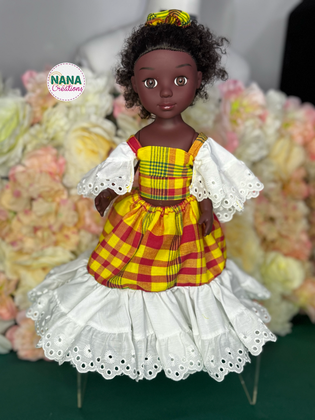 Poupée - Robe madras 100% Coton – Fait main