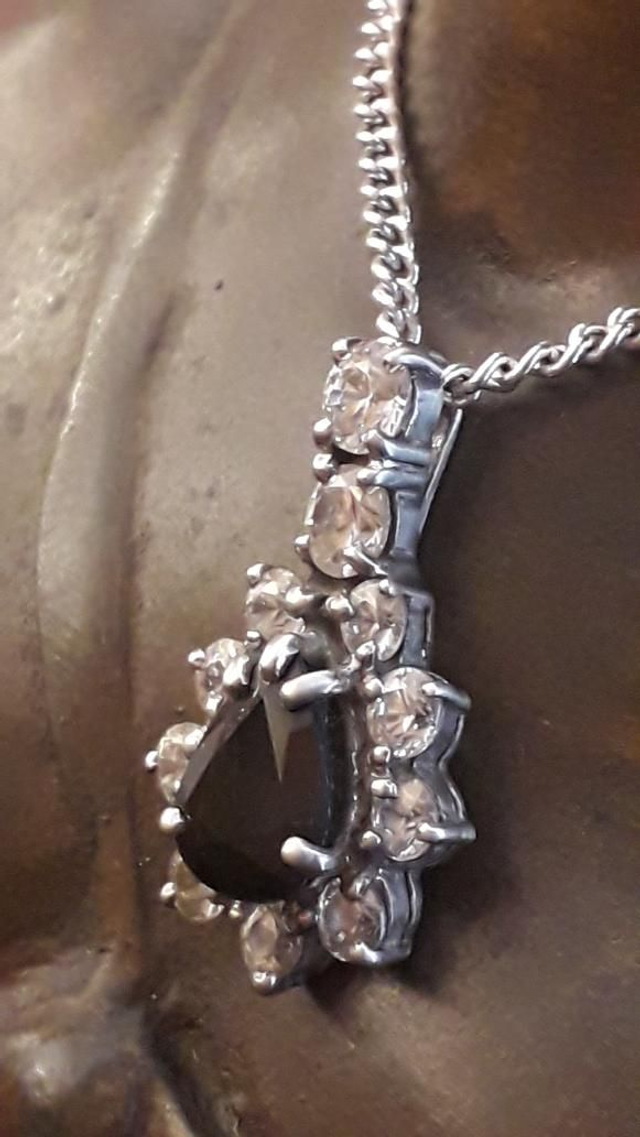 Pendentif saphir, zirconium, argent 925