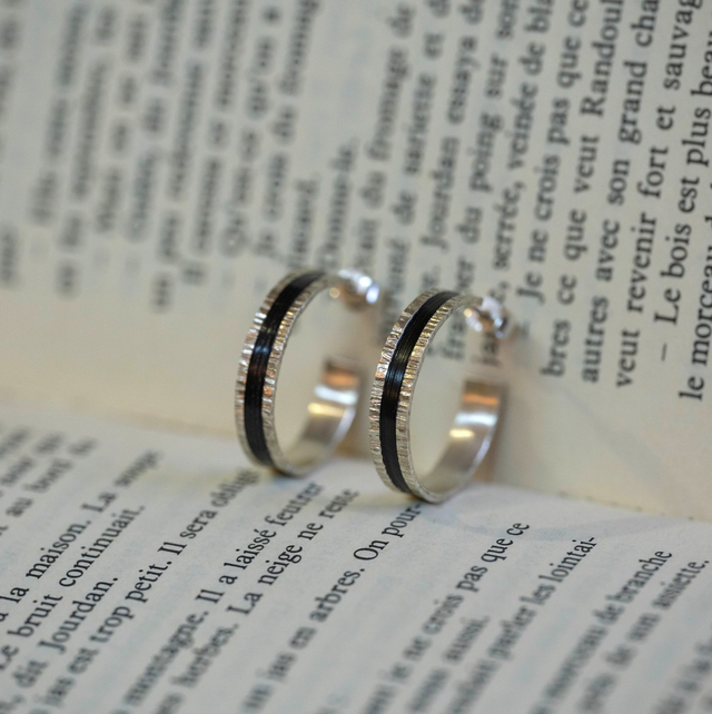 Boucles d'oreilles Telluris - Argent, noir