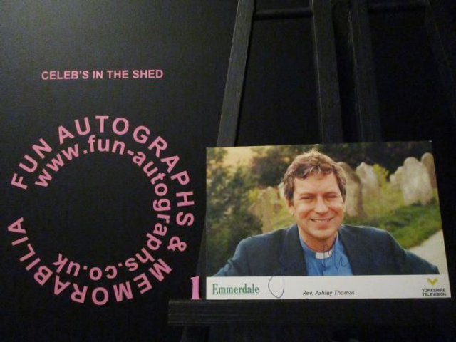 John Middleton (Rev. Ashley Thomas) Original Emmerdale Yorkshire Tv Logo Pre-Print Cast Card (1)(SEE PIC)