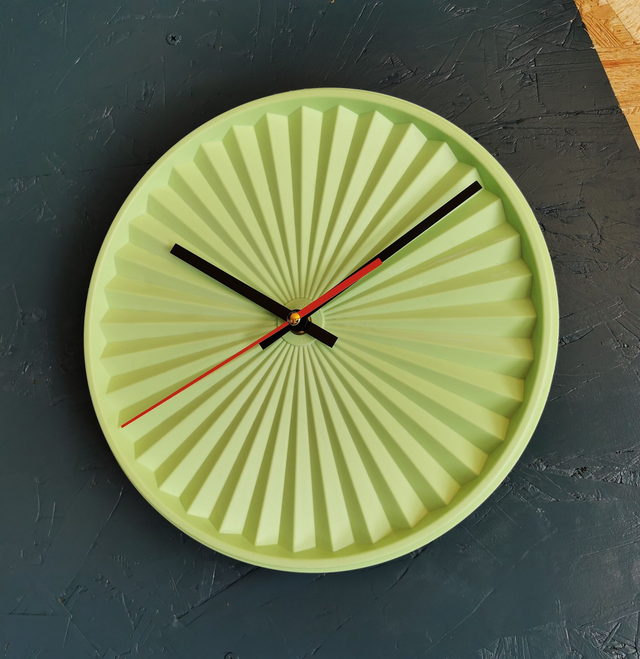 Horloge pendule murale vintage silencieuse couvercle Tupperware Soleil "Vert menthe"