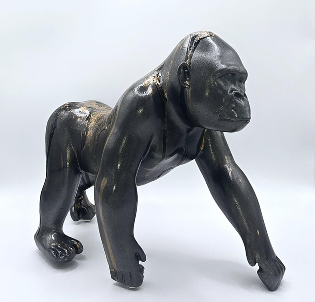 210. Silver and Gold Gorilla Ornament