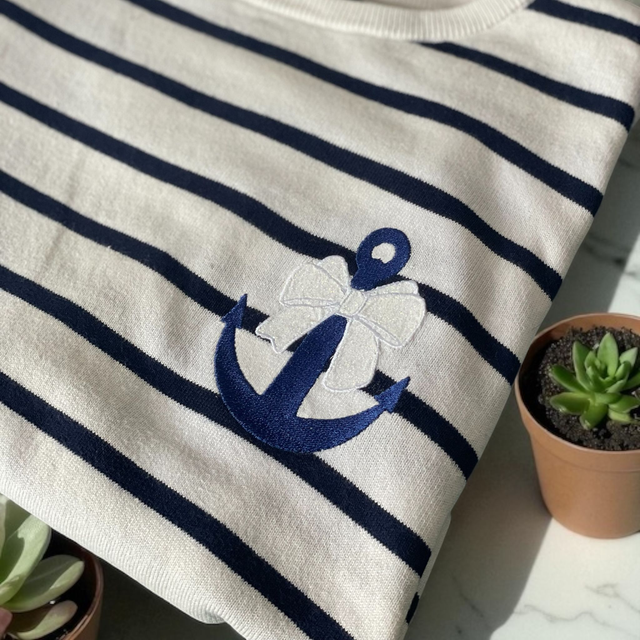 fichier broderie ancre et noeud appliqué -Cadre 10x10 / 12 Formats