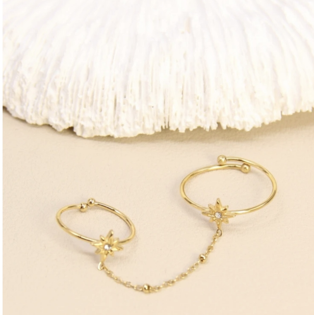Bague double “Étoiles dorées” 