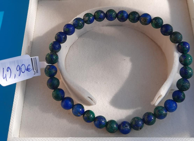 Bracelet boule 6mm Azurite Malachite naturelle A+