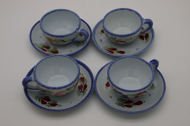 4 Tasses + 4 Sous tasses Quimper