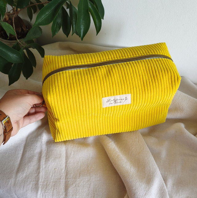 Trousse rectangle taille L en velours côtelé - Tissus au choix