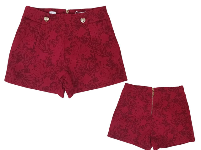 Short rouge motif floraux