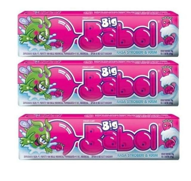 Big Babol Rasa Stroberi & Krim Bubble Gum 22.5G