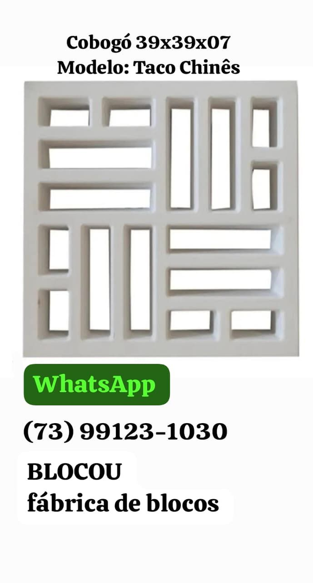 COBOGÓ TACO CHINÊS 39X39X07 - Preço para retirar na fábrica
