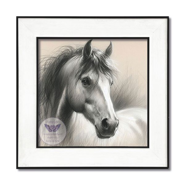 Artistic print of a horse in square frame (H07)