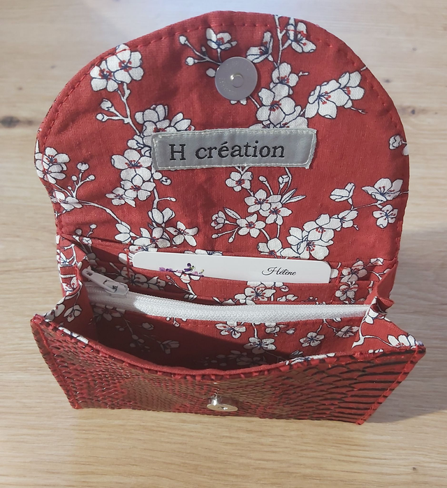 Porte-monnaie rouge fleur