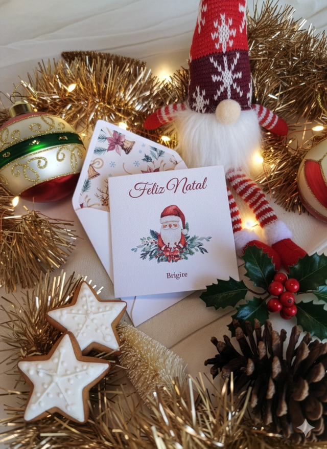 Kit com 10 cartões Natalinos com nomes personalizados