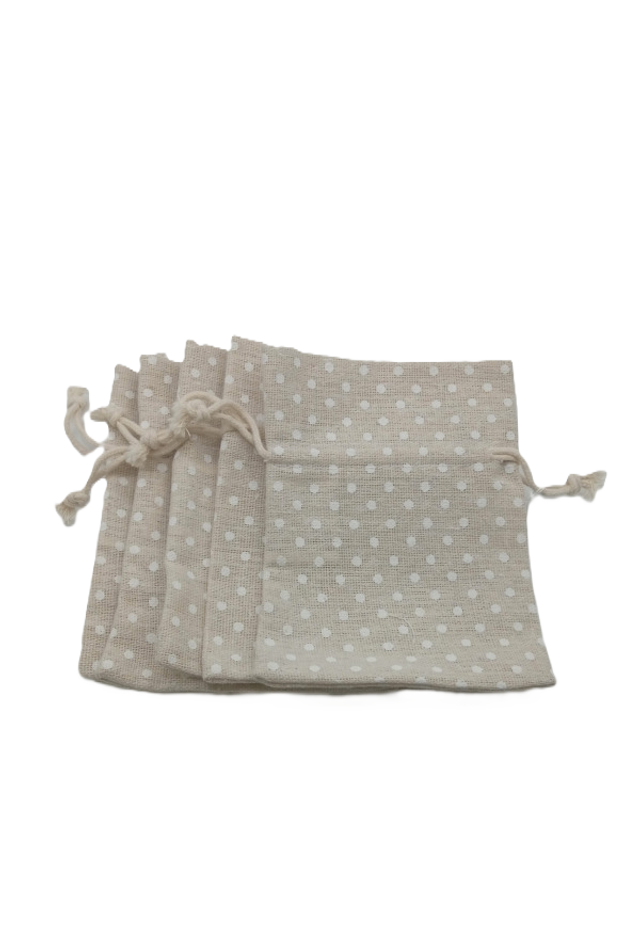 Leinen Säckli beige getupft