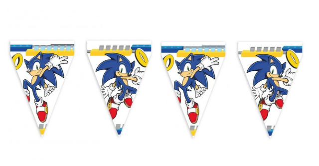 GUIRLANDE FANIONS EN PAPIER SONIC 3 M X 30 CM