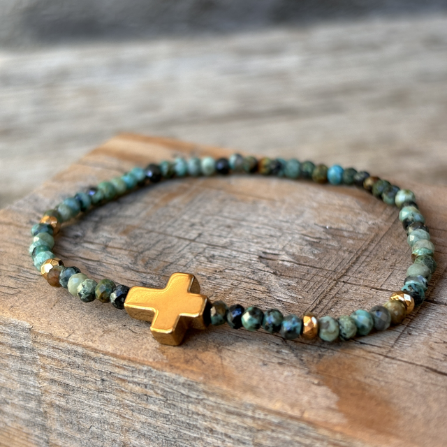 Bracelet Croix turquoise africaine 