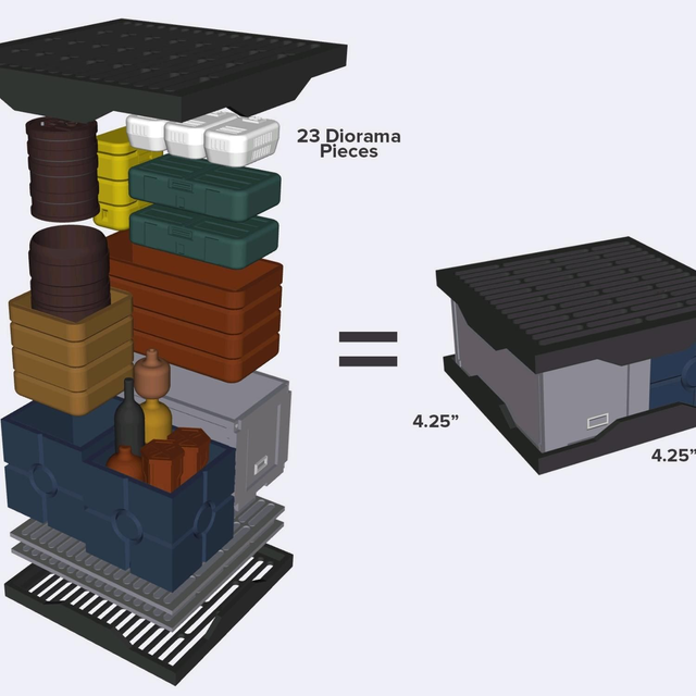 3D printed stackable diorama crates