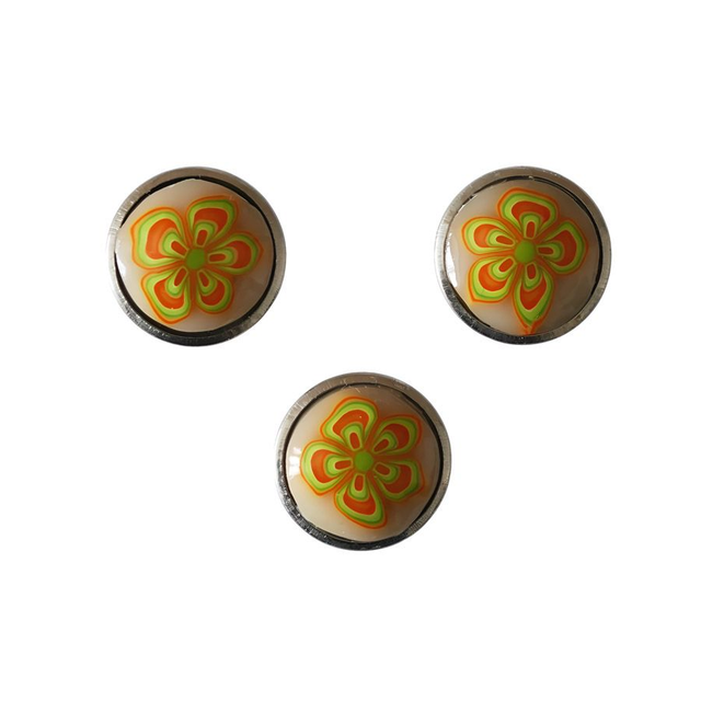 Bouton pression fleur orange vert