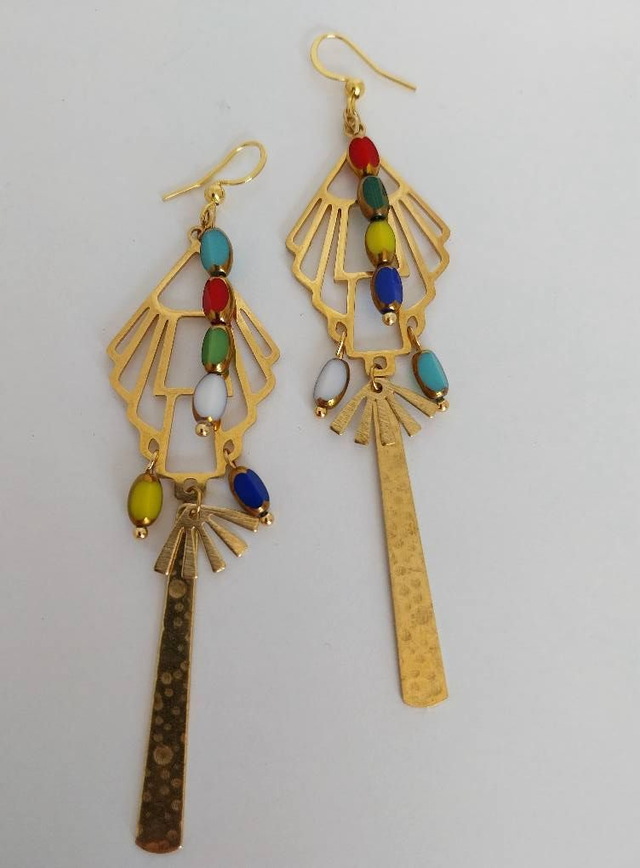 ✨Boucles d’oreilles &quot;art déco multicolores&quot;✨