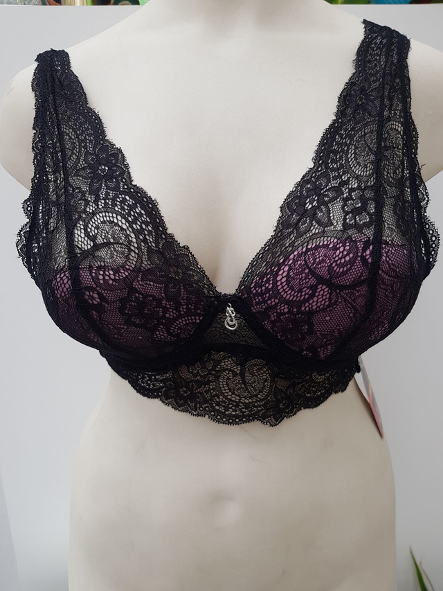 Soutien Gorge Dentelles Noires Parme Taille 80