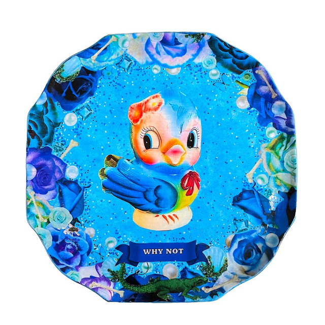 &quot;Why Not&quot; Blue Upcycled Wall Plate - House of Frisson