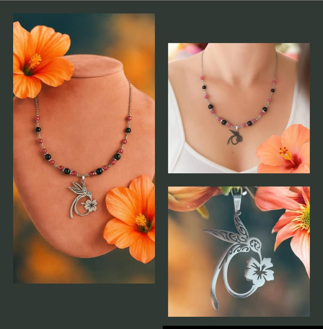 Collier Tourmaline/Tourmaline melon d'eau 