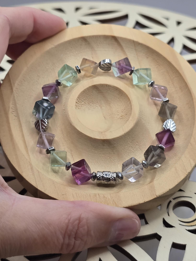Bracelet Fluorite carré 0,8 cm