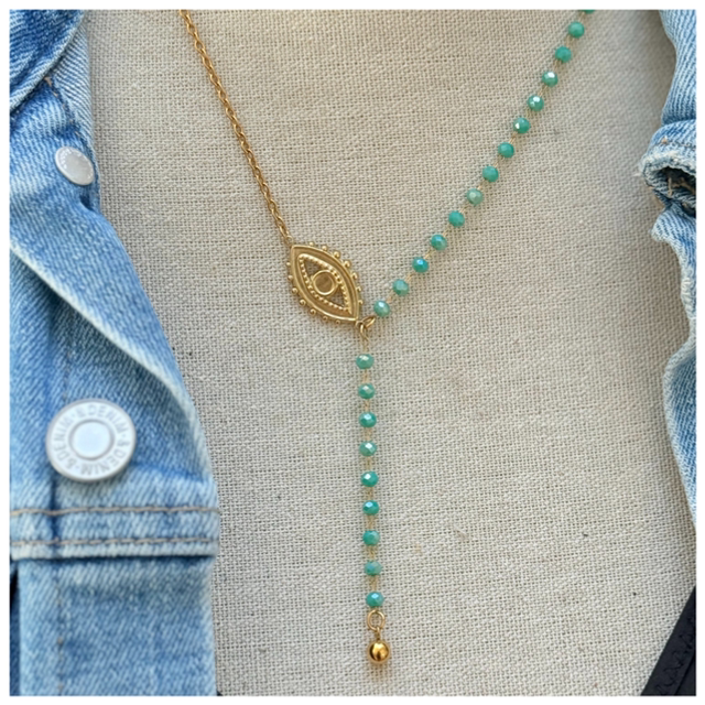 Collier asymétrique, œil protecteur 