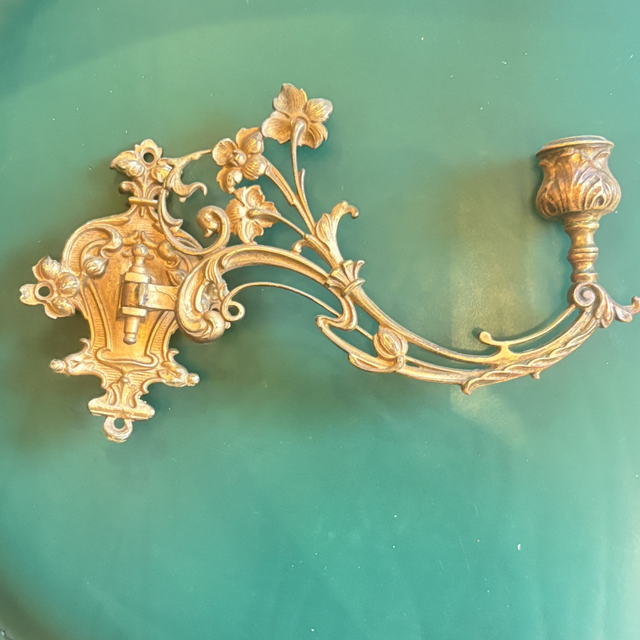 Jugendstil Kerzenhalter gold / Klavierleuchter