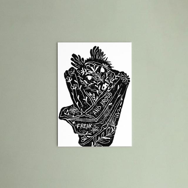 Linogravure "Freak and Proud" - Animal de la nuit