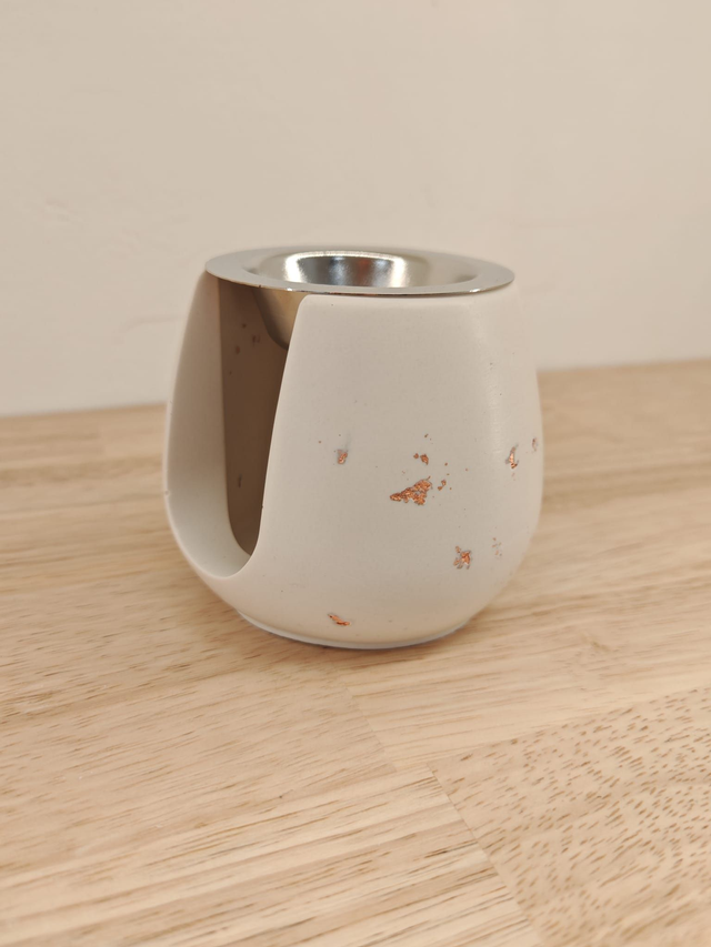 Diffuseur Ovalie blanc & feuilles d'or rose