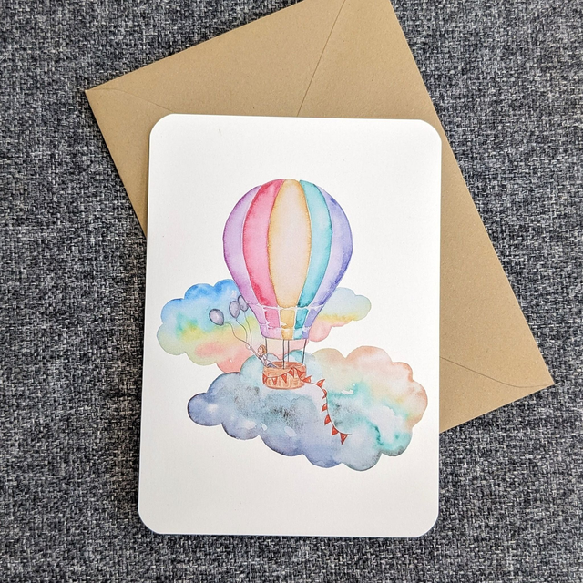 Wenskaart Luchtballon, incl envelop