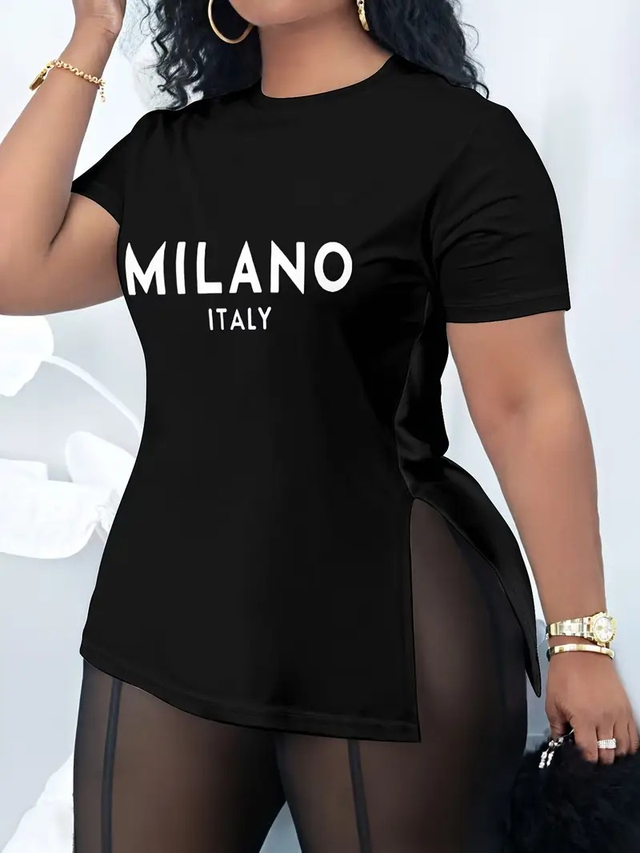 Women's Fashionable And Sexy Short-Sleeved Round-Neck Top