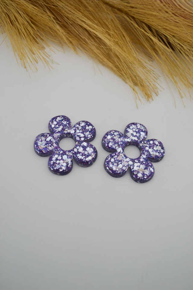 Grandes pampilles à paillettes violettes