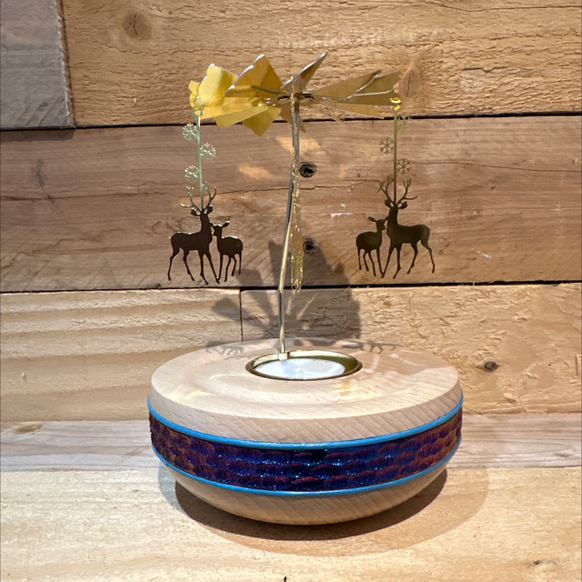 Gold Reindeer Carousel Tealight Holder  
