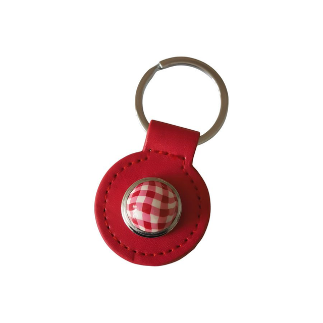 Porte-clés simili cuir rouge vichy rouge
