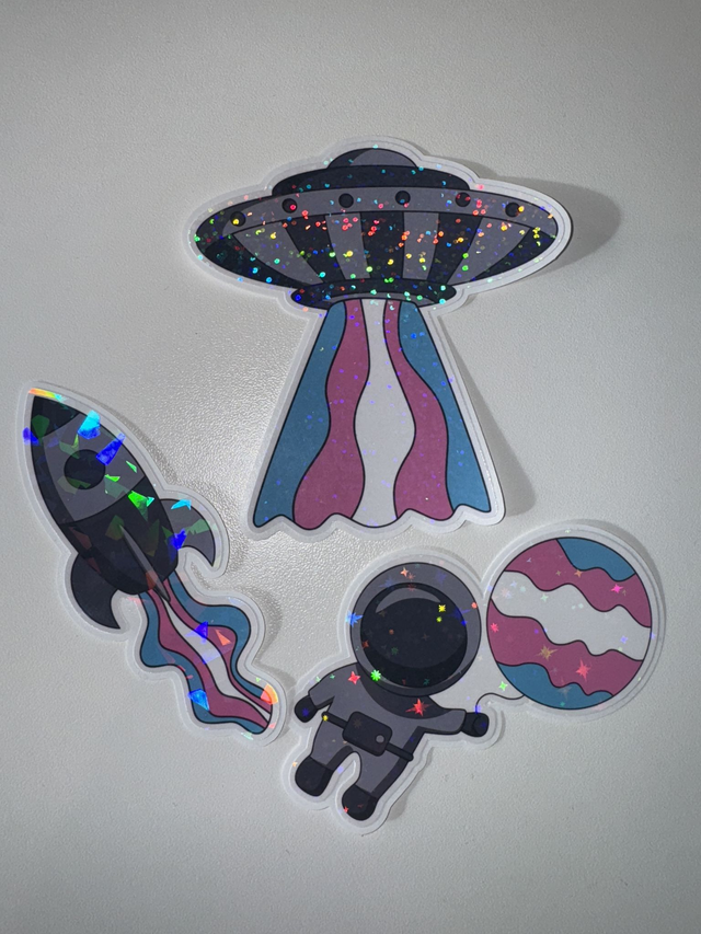 Galaxy Transgender Pride Glitter Stickers