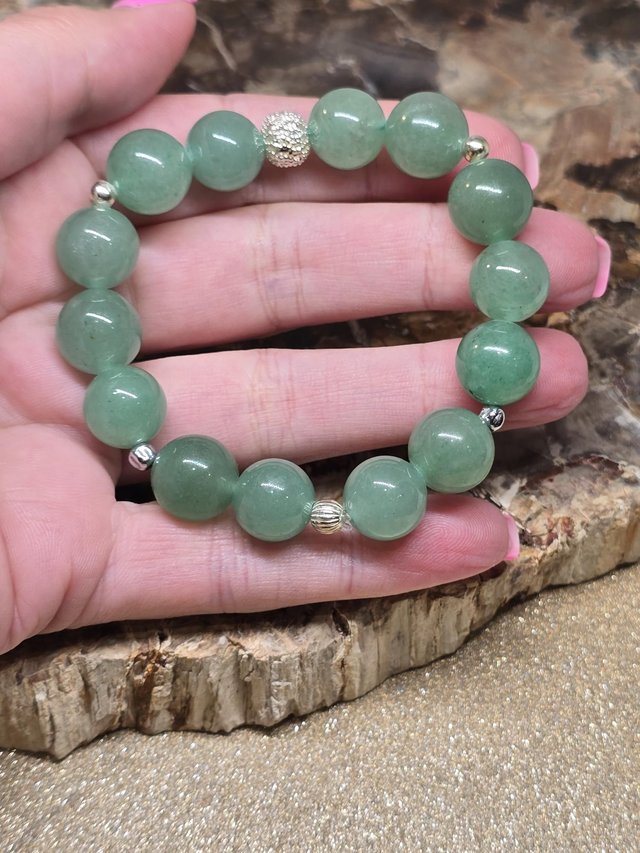 Bracelet Aventurine verte XL en 1,2 cm