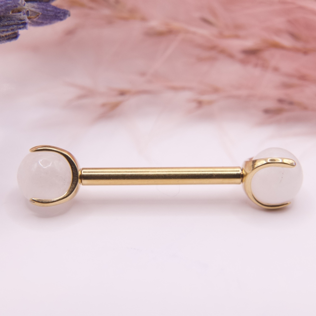 Barbell Pierres Naturelles Moonstone 