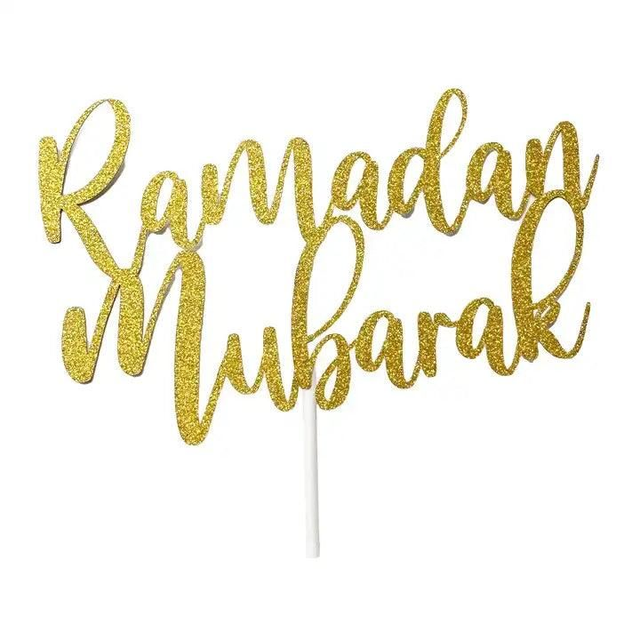 Ramadan Mubarak Paper Cake Topper - Gold glitter