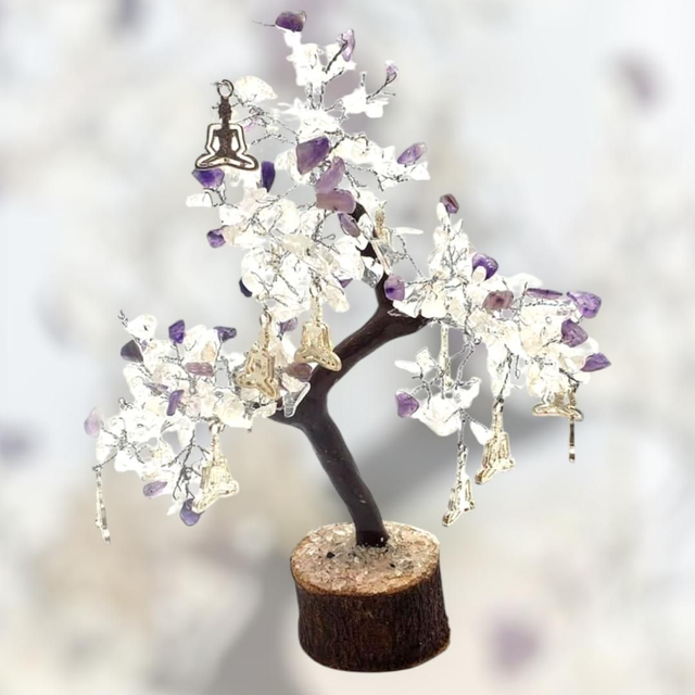 Arbre &quot;Cristal de roche et Améthyste&quot; &amp; Bouddha 