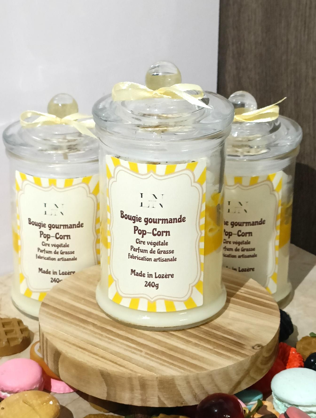 Bougie bonbonnière gourmande pop-corn
