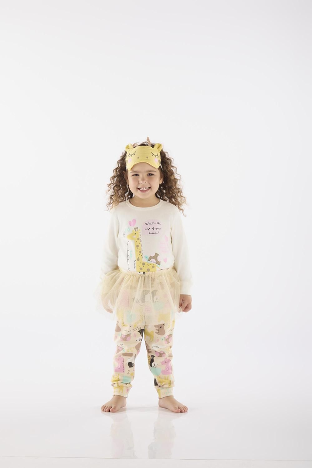 Pijama Girafa com saia tule e tapa olhos 