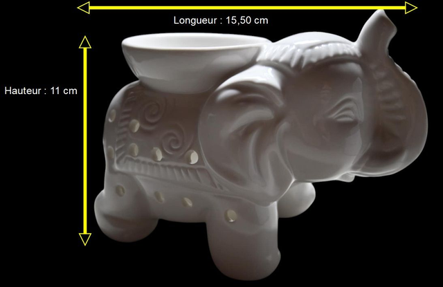 Brûle-Parfum Éléphant – "Énergie Sacrée" (Blanc)