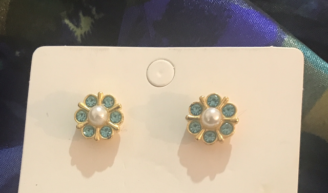 Blue Pearl Stone Stud Earrings - STU97